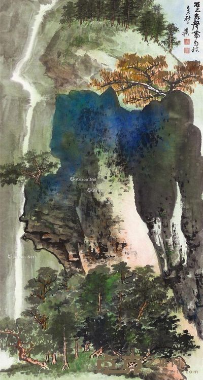 谢稚柳 石上泉声 88.5×48cm