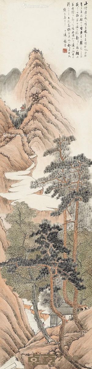 张崟 松峦叠嶂图 134×33cm