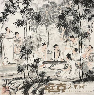 刘旦宅 竹林七贤 70×69cm