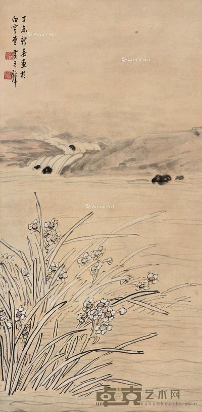 黄君璧 水仙 83.5×41cm