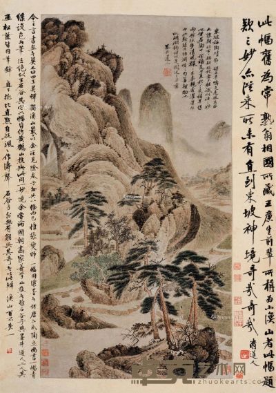 吴历 平畴远风图 80×41cm