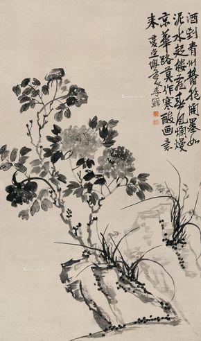 李鱓 牡丹兰石