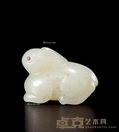 清中期 白玉兔 长3.5cm