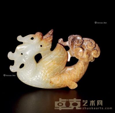 清中期 白玉雕鱼龙变幻 长6cm