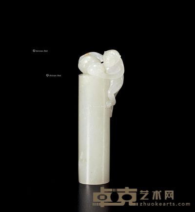 清乾隆 白玉灵猴献寿钮章 高6.2cm
