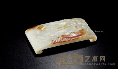 清乾隆 白玉仙人乘槎墨床 长13.1cm