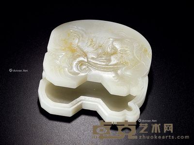 清中期 白玉洒金太平有象盒 长9cm