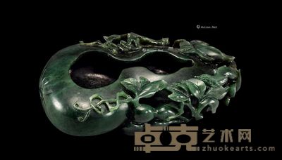 清初 碧玉葫芦万代洗 长17.5cm