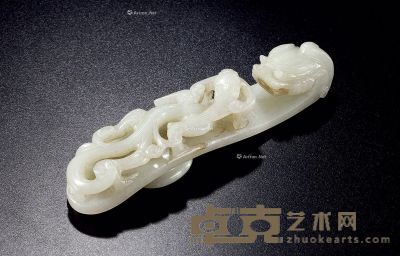 明 白玉螭龙纹带钩 长12.2cm