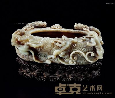 明 玉云龙纹洗 长24.5cm