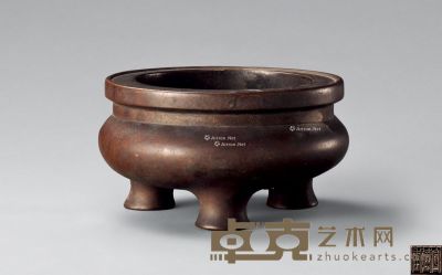 清中期 铜鬲式三足炉 高6.5cm