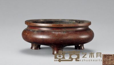 清中期 铜鬲式三足炉 高5.5cm