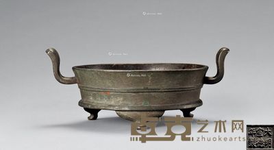 清中期 铜双耳三足炉 高6cm