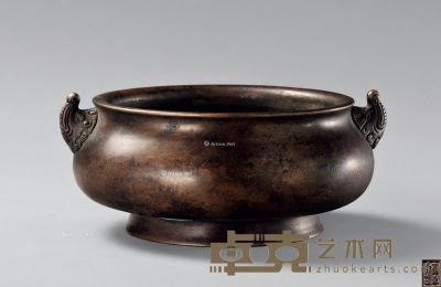 清中期 铜象耳炉 高5.2cm