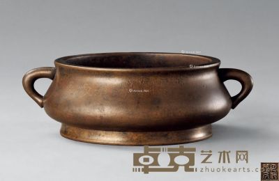 清中期 铜双耳炉 高5cm