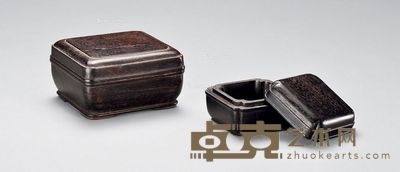 清乾隆 紫檀倭角方盒 (二件) 长5.5cm;长8cm
