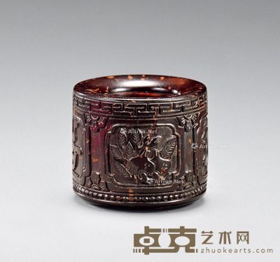 清乾隆 椰壳花卉吉祥扳指 内径2.2cm