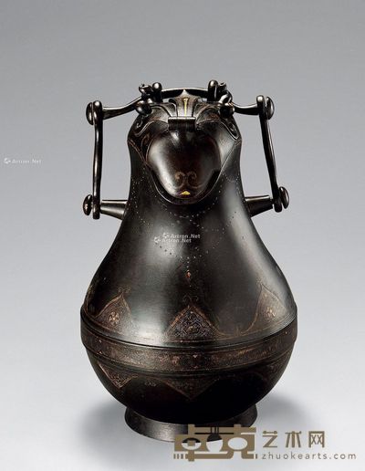 明 铜错金银鸡首壶 高33cm