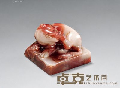 元 南红玛瑙兽钮方印 高3.9cm