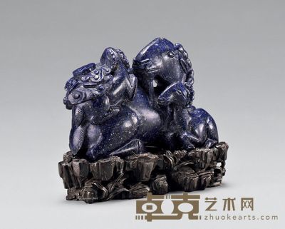 清 青金石雕三羊开泰摆件 长9.1cm