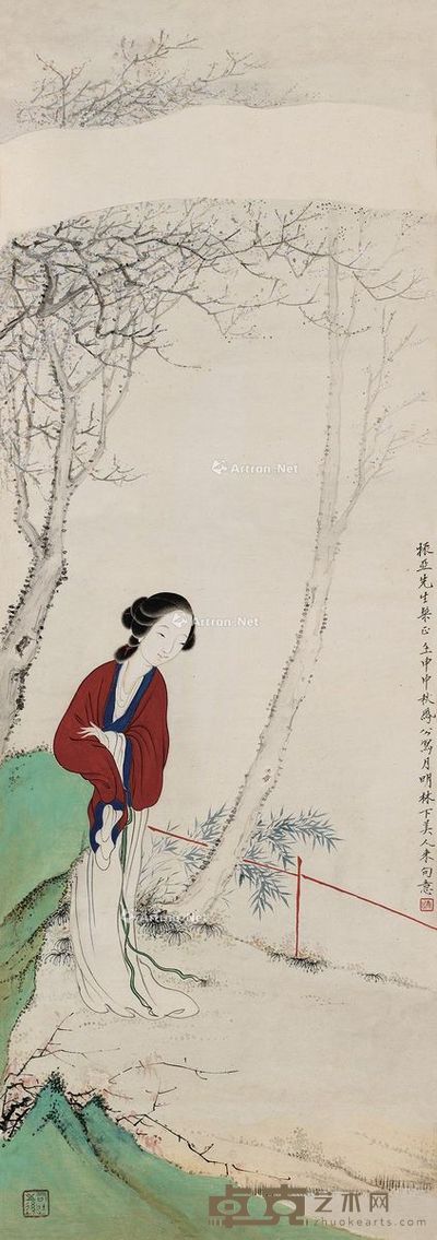 李凤公 月下美人图 88×31cm