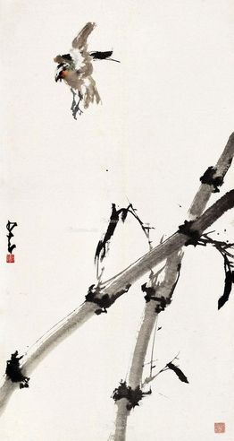 赵少昂 竹雀图
