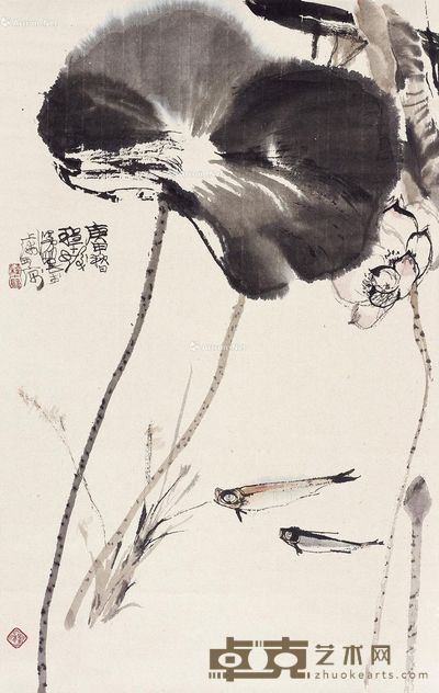 程十发 墨荷 72×45.5cm