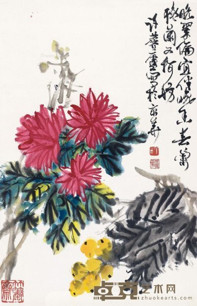 许麟庐 花卉 67×43.5cm