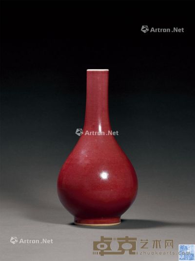清乾隆 霁红釉胆瓶 高23cm