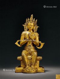 明中期 铜鎏金弥勒菩萨坐像