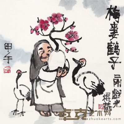 刘二刚 梅妻鹤子 34×34cm