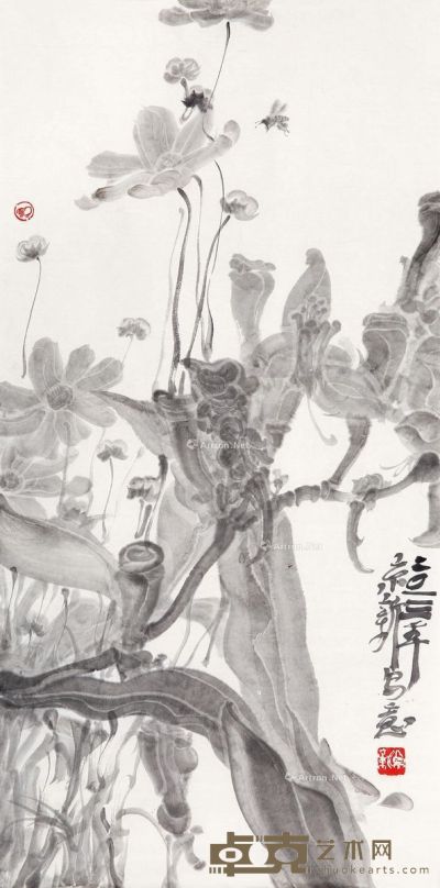 周京新 花卉二 68×34cm