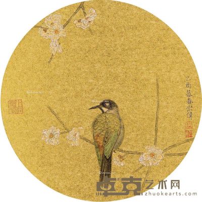 江宏伟 梅花小鸟 直径31cm