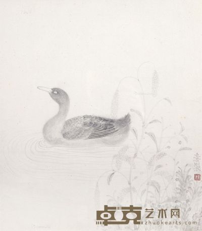 杨立奇 荷塘野鸭 44×39cm