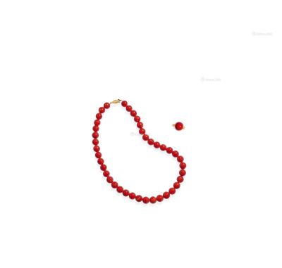 天然红珊瑚珠链及红珊瑚戒指
