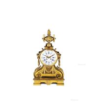 约1870年 法国 路易十六式铜鎏金带提柄壁炉钟