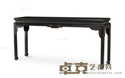 清乾隆 紫檀有束腰莲纹条桌 长191cm；宽44cm；高90cm