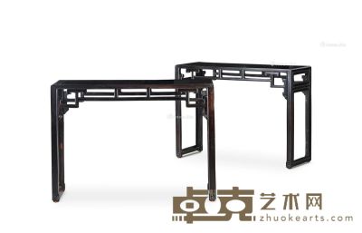 清19世纪 紫檀展腿式长桌 （一对） 长112cm；宽33.3cm；高85cm