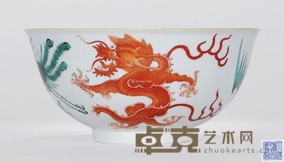 清道光 五彩龙凤纹宫盌 直径16cm