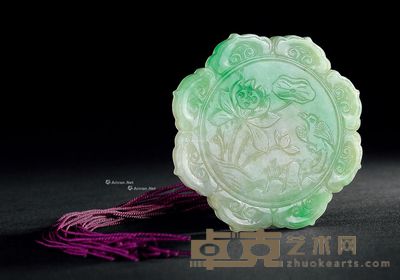 清中期 翡翠花鸟纹佩 --