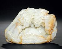 清 玉雕山水人物山子