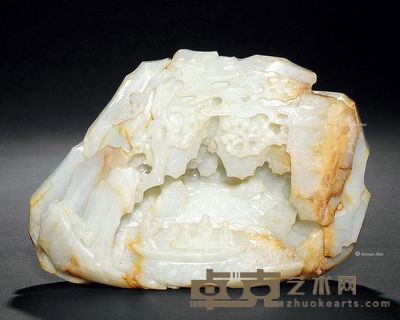 清 玉雕山水人物山子 长16.5cm
