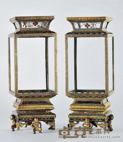 清乾隆 掐丝珐琅宫灯 (一对) 高42cm