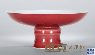 清雍正 红釉高足盘 直径20.5cm