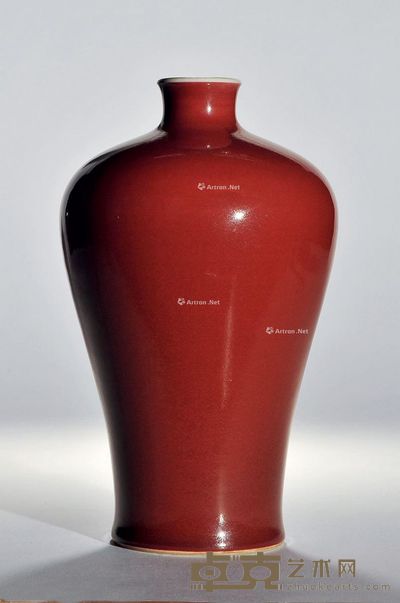 清雍正 宝石红釉梅瓶 高23cm