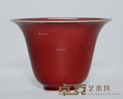 清18/19世纪 郎红釉仰钟杯 直径17.5cm