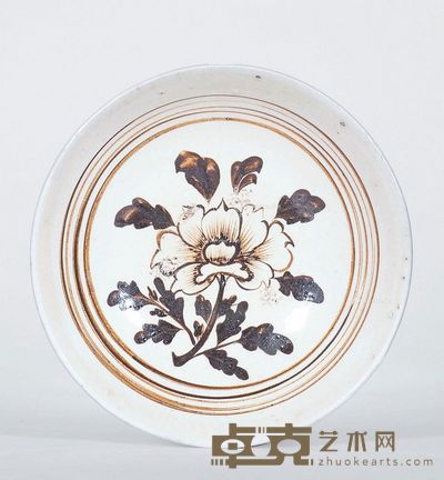 明或更早 磁州窑牡丹纹盘 直径16.5cm