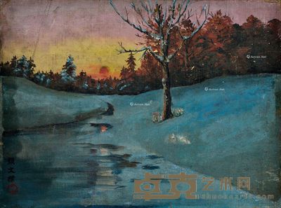 颜文樑 夕阳 30×40cm