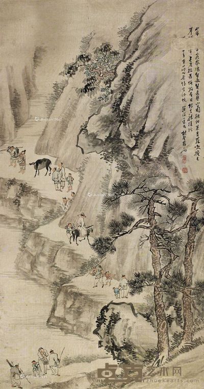 苏六朋 罗浮街市图 91×48cm