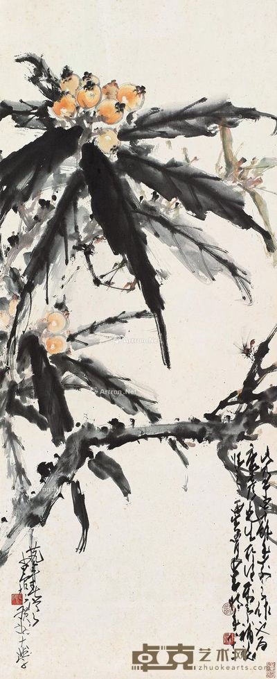 赵少昂 金果草虫 114×46cm